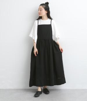 2way裾ハシゴレース使いキャミワンピース(ブラック-F)