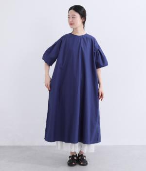 コットンタイプライター　パフスリーブワンピース(ロイヤルブルー-F)