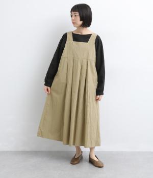 コットンタイプライター　2way後クロスジャンパースカート(ベージュ-F)