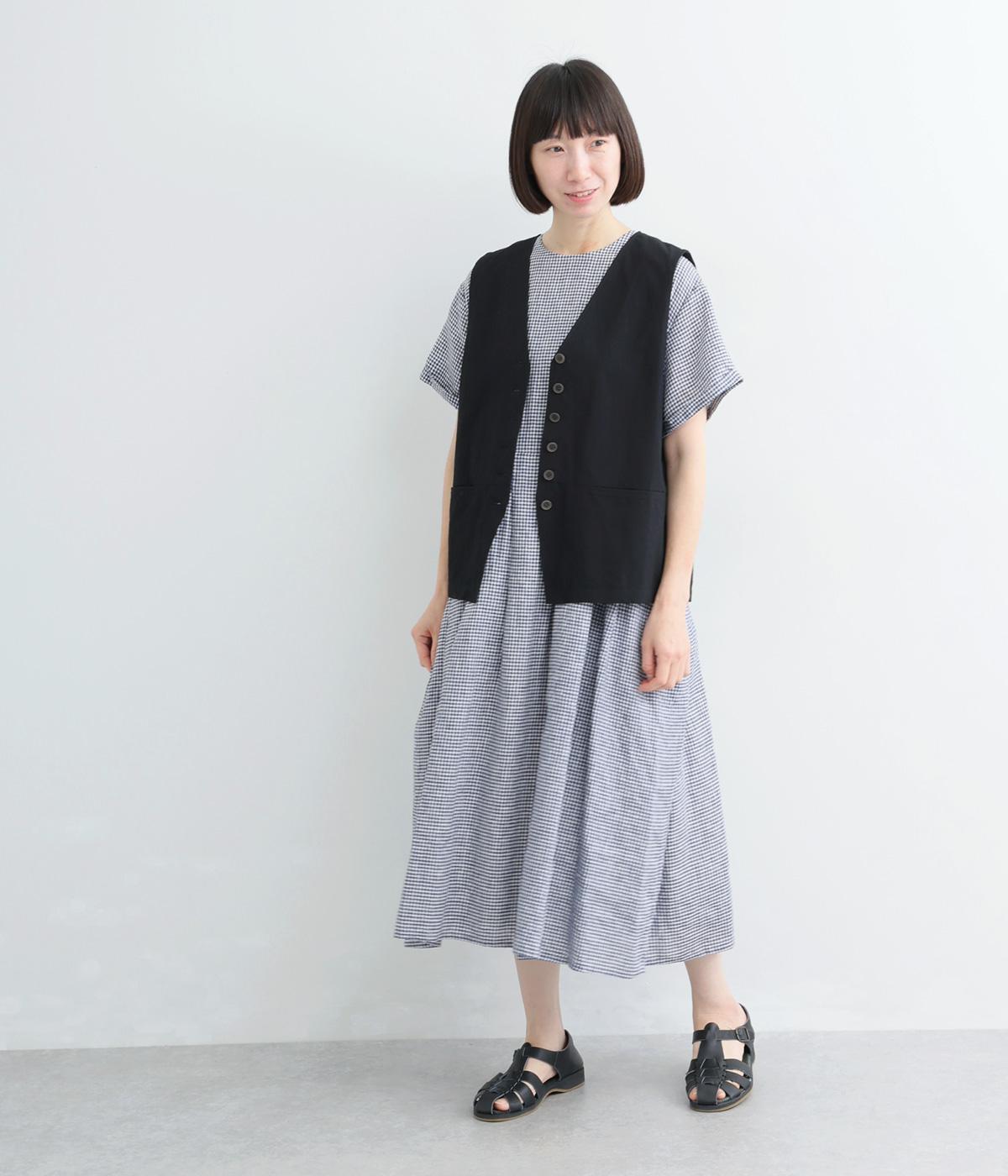 フレンチリネンウエスト切替タックワンピース｜ina（イナ）の商品詳細