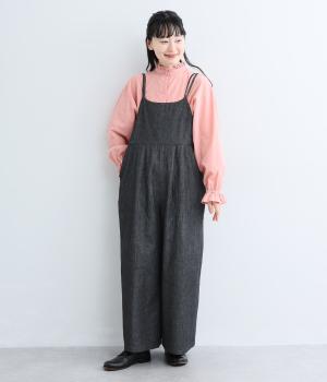 コットン肩紐ダブルサロペット