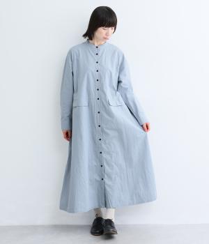 超高密度前ポケットデザインワンピース(サックス-F)