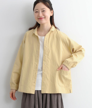 二重織りクロス　ガーデナーブラウス(ベージュ-ONESIZE)