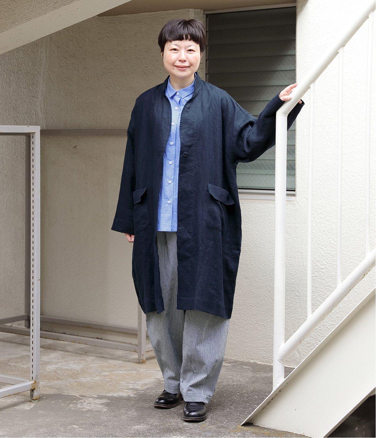 フレンチリネンツイル　アトリエコート(ネイビー-F)