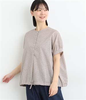 ローンランダムドットプリント ドローストリングプルオーバー(ベージュ-ONESIZE)