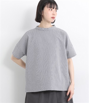 ミニギンガムサッカー ハイネックプルオーバー(ネイビー-ONESIZE)