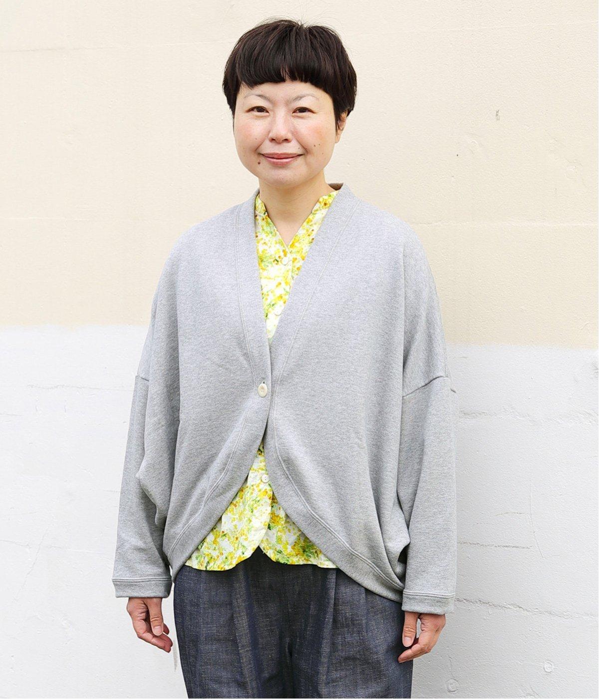 コットンレーヨン　裏毛ワイドスリーブカーディガン