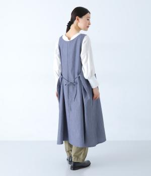 ダンガリーシャンブレー　ワンピースエプロン