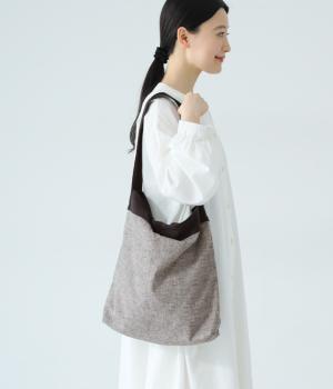 先染めコットンリネン　ショルダーバッグ