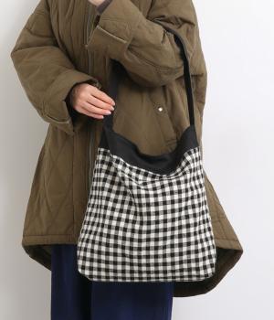 先染めコットンリネン　ショルダーバッグ(ギンガム-F)