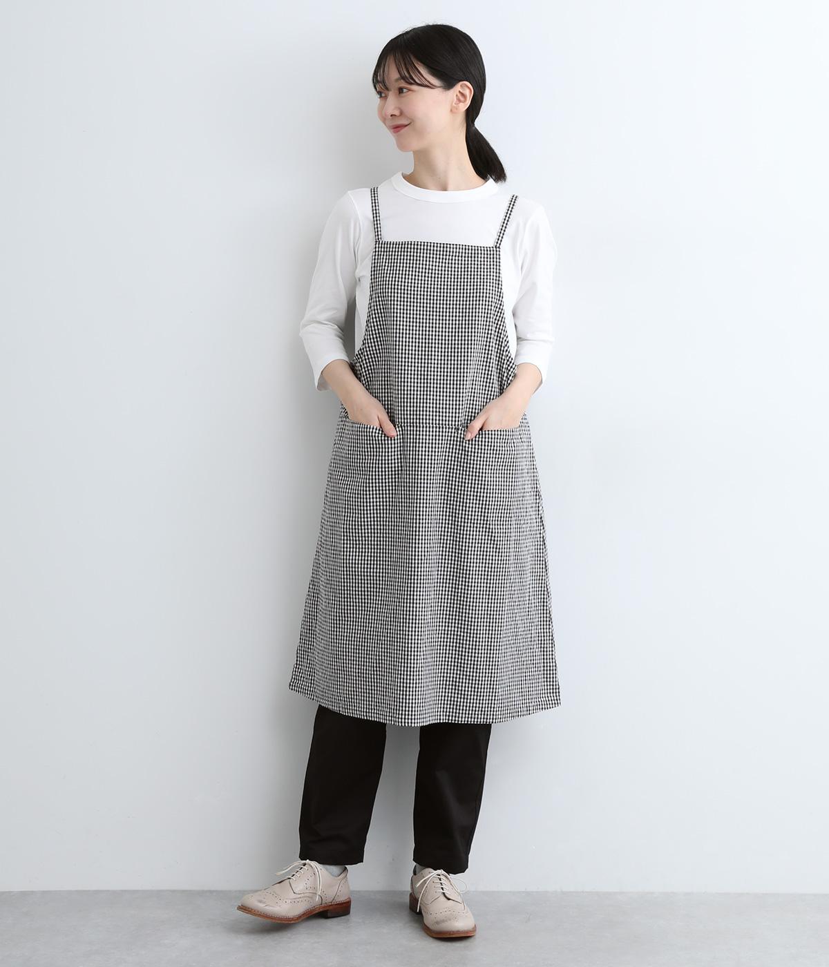 コットンリネンチェック エプロンワンピース｜homeworking（ホーム