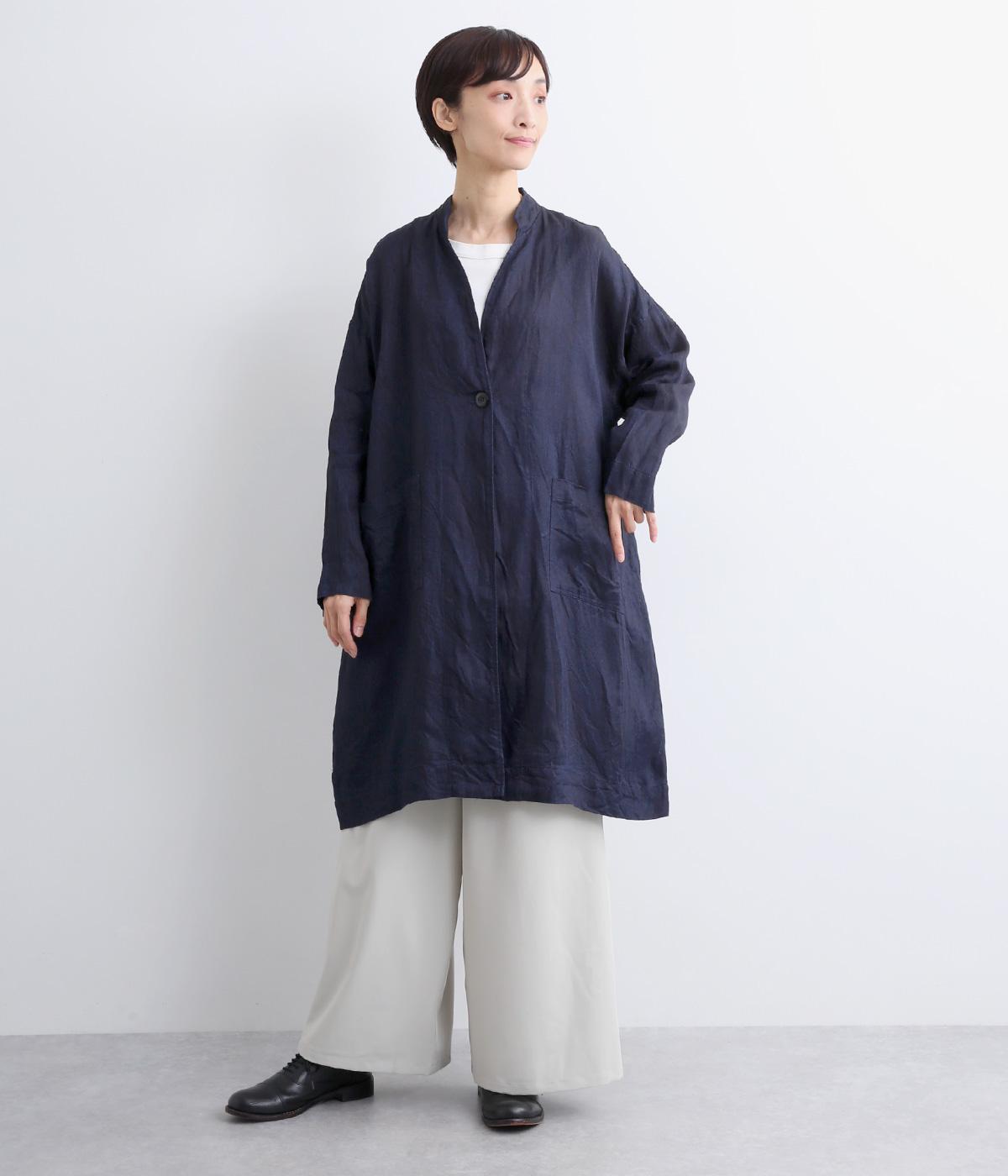 リネンデニム　アトリエコート(ネイビー-ONESIZE)