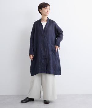 リネンデニム　アトリエコート(ネイビー-ONESIZE)