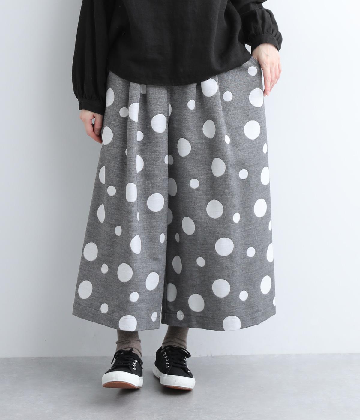 ダブルクロスドットジャカード　タックキュロットパンツ(グレー-F)