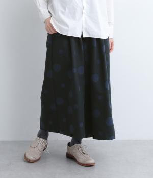 ダブルクロスドットジャカード　タックキュロットパンツ(ネイビー-F)