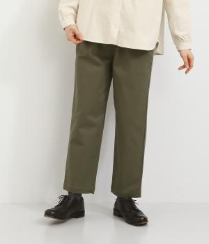 コットンツイル エアパウダー起毛　テーパードパンツ(オリーブ-F)