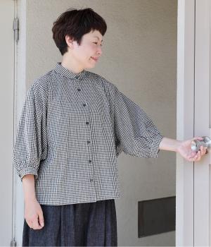 コットンリネンチェック　ミニョンブラウス(ギンガム-ONESIZE)