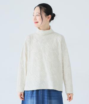 接結サークルジャカード　タートルワイドプルオーバー(アイボリー-F)