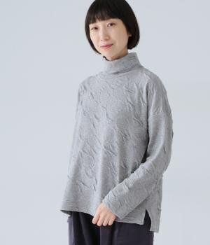 接結サークルジャカード　タートルワイドプルオーバー(グレー-F)