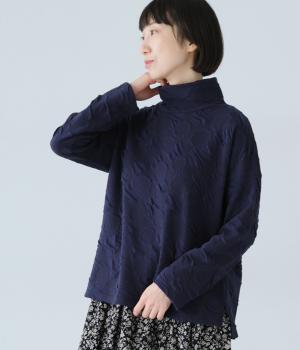 接結サークルジャカード　タートルワイドプルオーバー(ネイビー-F)