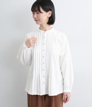 ビエラピーチワッシャー　タックブラウス(ホワイト-F)