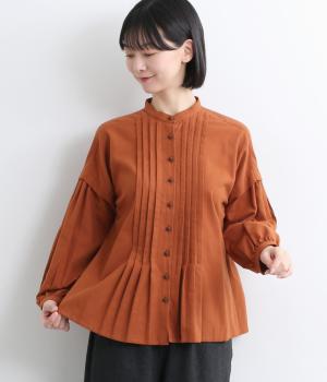 ビエラピーチワッシャー　タックブラウス(テラコッタ-F)