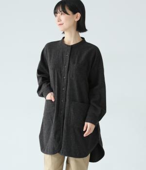 コットンウールツイル　アトリエシャツ(ブラック-F)