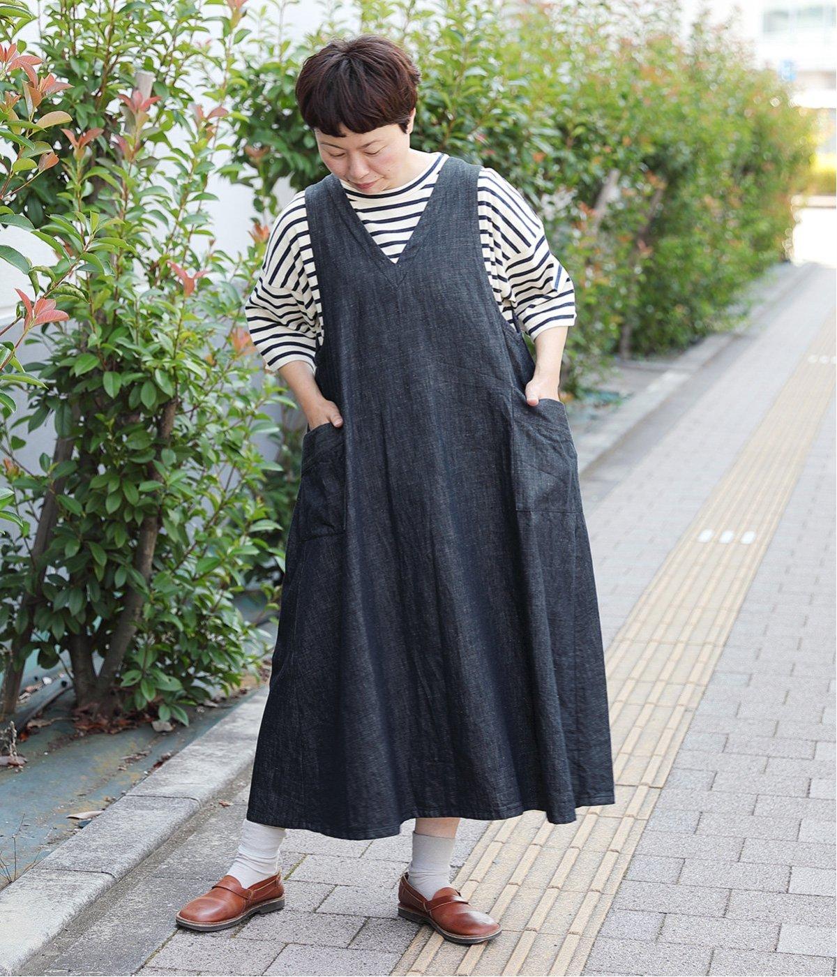 デニム　ジャンパースカート(ネイビー-ONESIZE)