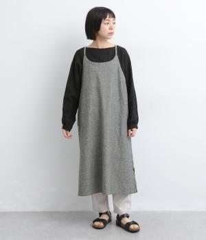 ダンガリー　ロングキャミソールエプロン(ネイビー-F)