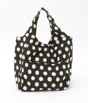 コットンリネンドット　ポケットキューブバッグ(ブラック-F)