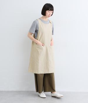 リネンコットンキャンバスオーバーエプロン(ナチュラル-F)