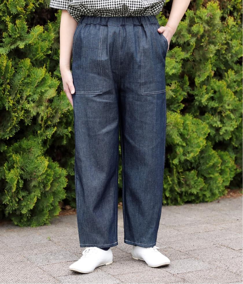 コットンセルヴィッチデニム　裾ダーツパンツ