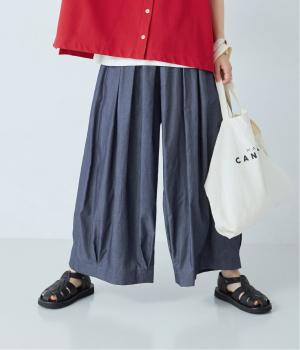 シアーデニム裾タックキュロット