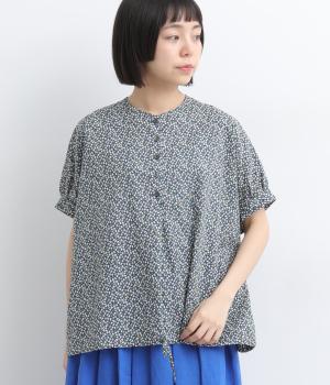 ローン粒花プリント　ドローストリングプルオーバー(ネイビー-F)