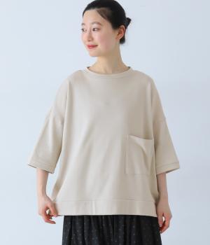 コットンガーゼ裏毛　ポケットプルオーバー(ベージュ-F)