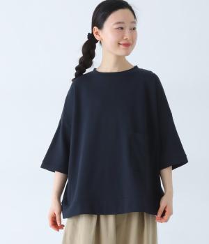 コットンガーゼ裏毛　ポケットプルオーバー(ネイビー-F)