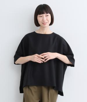 リネンカルゼニットワイドプルオーバー(ブラック-F)