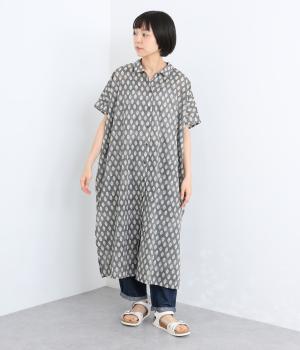 ボイルプリントワイドシャツワンピース