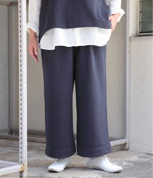 デニムライク裏毛ワイドパンツ（ネイビー・F）