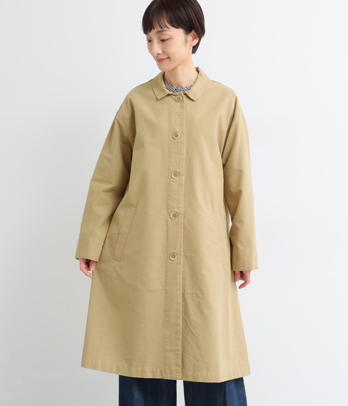 コットンオックスステンカラーコート(ベージュ-F)