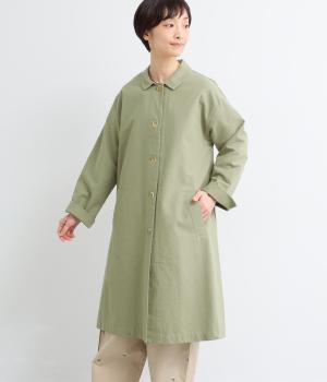 コットンオックスステンカラーコート(ライトグリーン-F)