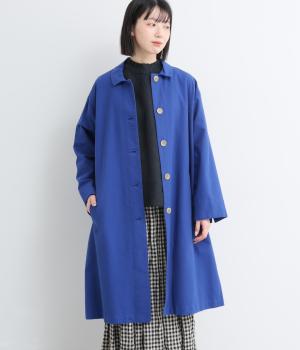 コットンオックスステンカラーコート(ブルー-F)