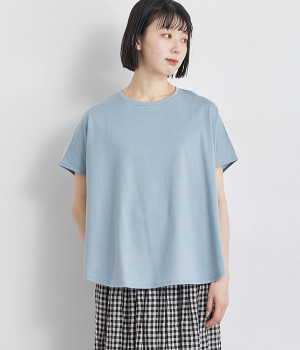 【日本製】GIZAndy天竺布帛切替カットソー(ライトブルー-ONESIZE)