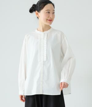 コットン細番手フリルブラウス