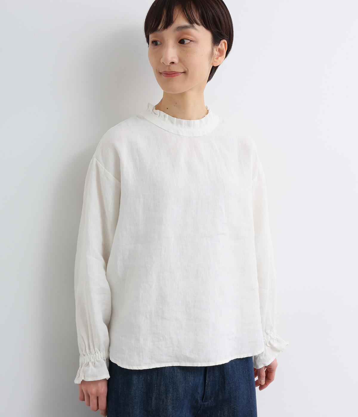 リネンフリルブラウス(ホワイト-F)