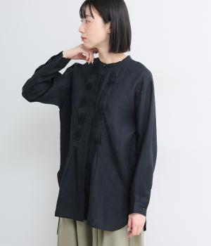 リネンピンタックチュニック(ブラック-F)