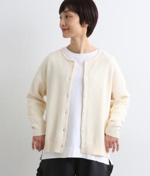 コットンニットカノコ編みカーディガン(アイボリー-F)