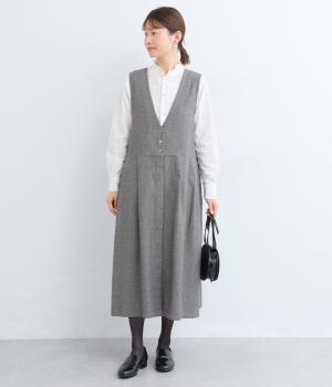 コットンリネンオックス2wayジャンパースカート(グレー-F)