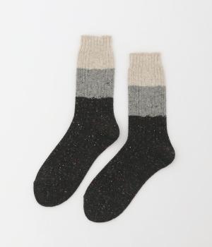 ウール混カラーネップソックス(ダークグレー×ライトグレー×ナチュラル-F)