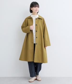 コットンツイル　フラットカラーコート(ベージュ-F)